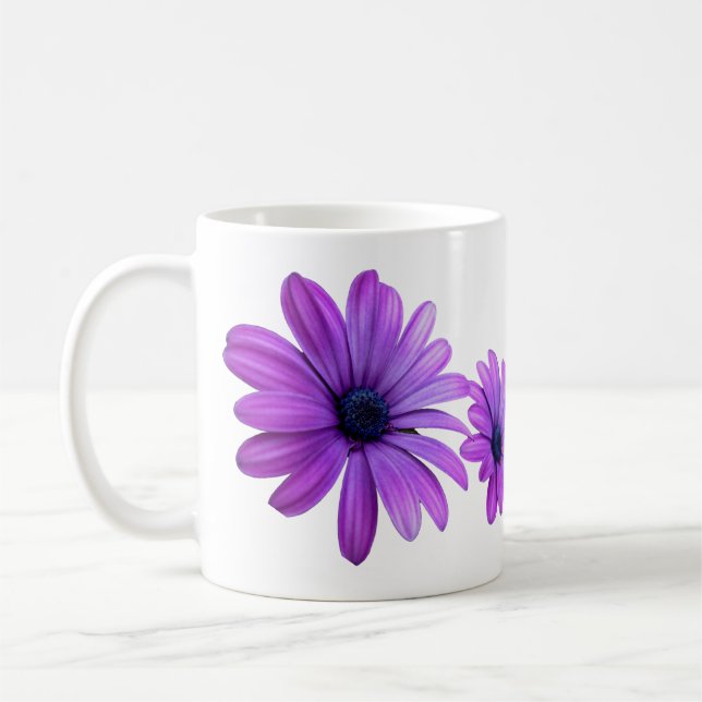 Blue Flowers Mug Coffee Cup Blue Daisies Cup (Left)