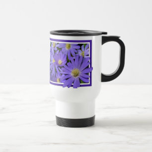 Blue Flowers Mug Travel Cup Blue Daisies Cup