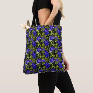 Blue Flowers Nature Art Pattern     Tote Bag