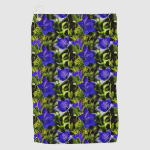 Blue Flowers Nature Pattern Golf Towel
