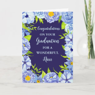 Blue Flowers Niece Congratulations Graduation Card