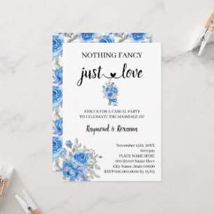 Blue Flowers Nothing Fancy just Love Elopement Invitation
