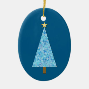 Blue flowers on a modern Christmas tree Ceramic Tree Decoration