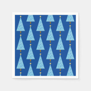 Blue flowers on a modern Christmas tree Napkins