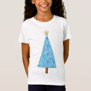 Blue flowers on a modern Christmas tree T-Shirt