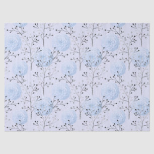 Blue Flowers on Light Blue Decoupage Tissue Paper