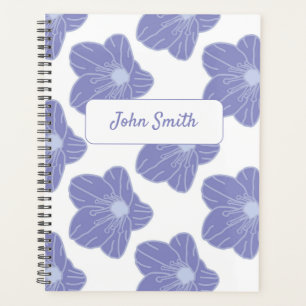 Blue Flowers on White_ Floral Pattern Script Planner