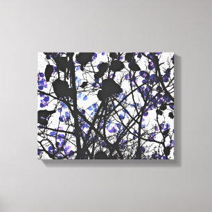 Blue flowers on winter tree concept digital art canvas print