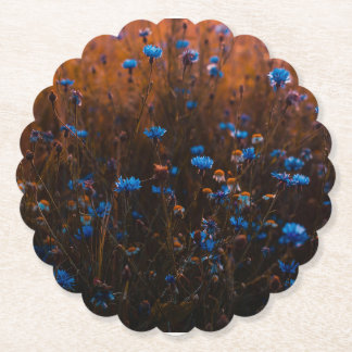 Blue flowers paper coaster