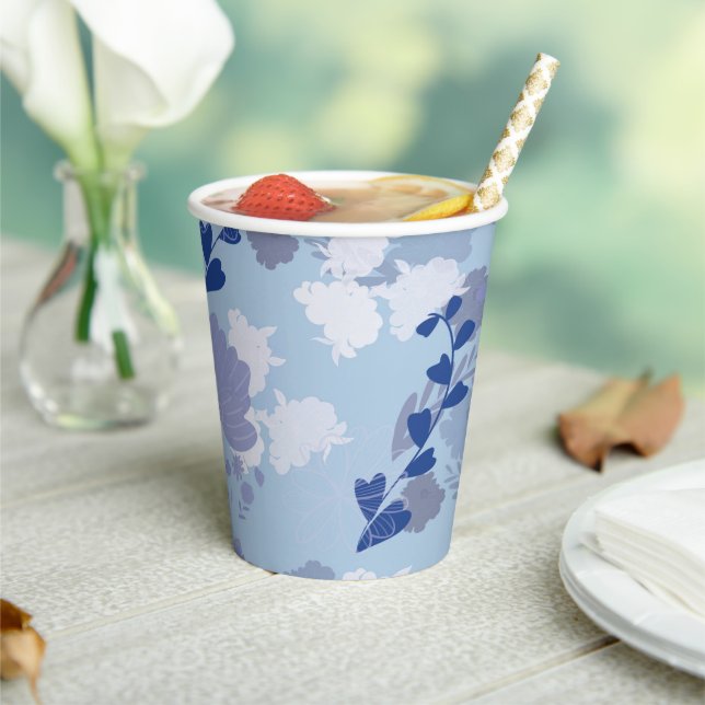 Blue Flowers Paper Cups (Insitu)