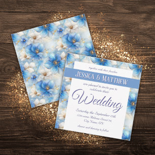 Blue Flowers Pattern Invitation