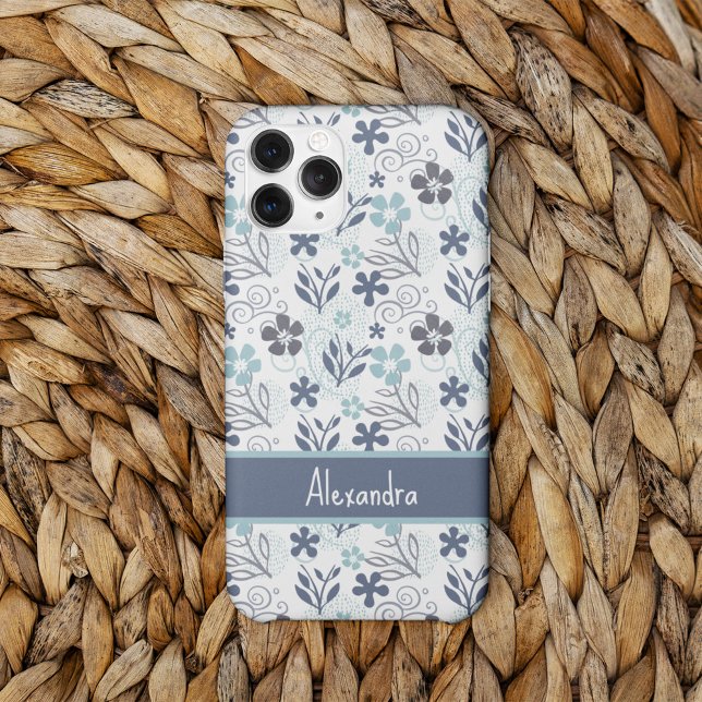 Blue Flowers Pattern  iPhone 16 Case (Creator Uploaded)