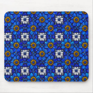 Blue flowers pattern mouse pad