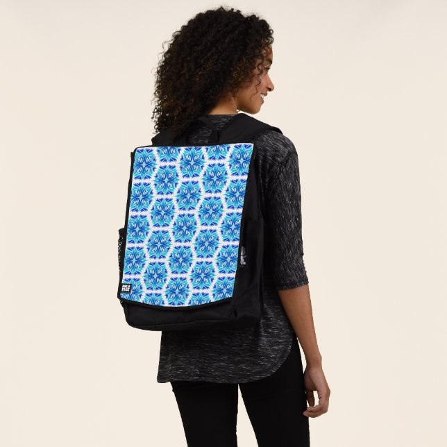 Blue Flowers, Pattern Of Flowers, Floral Pattern Backpack (Worn)