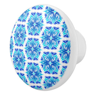 Blue Flowers, Pattern Of Flowers, Floral Pattern Ceramic Knob