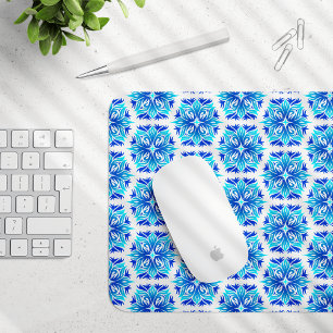 Blue Flowers, Pattern Of Flowers, Floral Pattern Mouse Pad