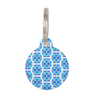Blue Flowers, Pattern Of Flowers, Floral Pattern Pet Tag