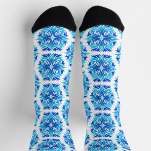 Blue Flowers, Pattern Of Flowers, Floral Pattern Socks