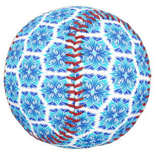 Blue Flowers, Pattern Of Flowers, Floral Pattern Softball