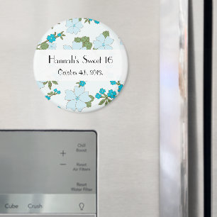 Blue Flowers, Pattern Of Flowers, Sweet 16 Magnet