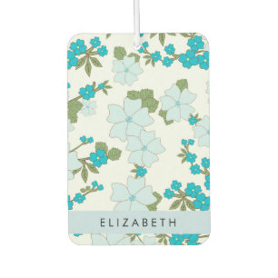 Blue Flowers, Pattern Of Flowers, Your Name Car Air Freshener