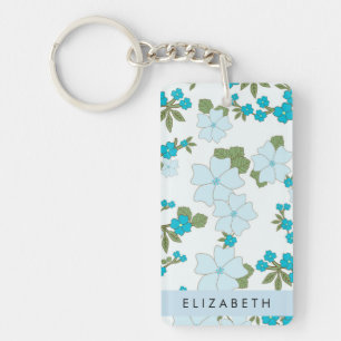 Blue Flowers, Pattern Of Flowers, Your Name Key Ring