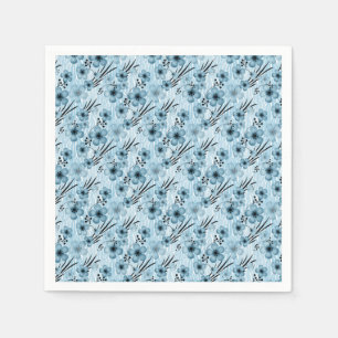 Blue flowers pattern on tiger background napkin