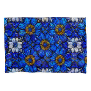 Blue flowers pattern pillowcase
