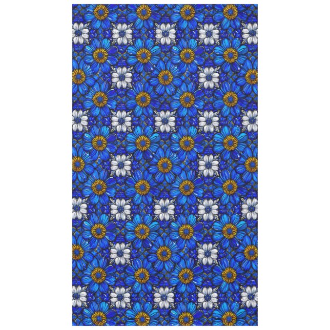 Blue flowers pattern tablecloth (Front)