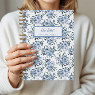 Blue Flowers Personalised Journal Notebook