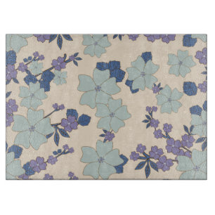 Blue Flowers, Purple Flowers, Floral Pattern Cutting Board