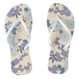 Blue Flowers, Purple Flowers, Floral Pattern Jandals