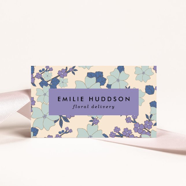Blue Flowers, Purple Flowers, Florist, Flower Shop Business Card (Creator Uploaded)