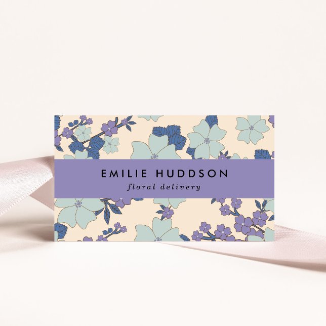 Blue Flowers, Purple Flowers, Florist, Flower Shop Business Card (Creator Uploaded)