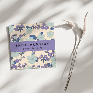 Blue Flowers, Purple Flowers, Florist, Flower Shop Square Business Card