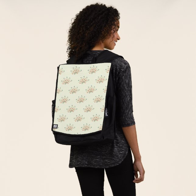 Blue Flowers, Red Flowers, Pattern Of Flowers Backpack (Worn)