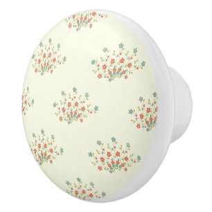 Blue Flowers, Red Flowers, Pattern Of Flowers Ceramic Knob