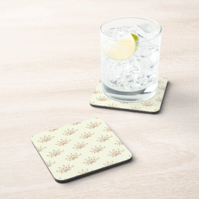 Blue Flowers, Red Flowers, Pattern Of Flowers Coaster (Right Side)