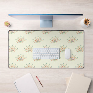 Blue Flowers, Red Flowers, Pattern Of Flowers Desk Mat