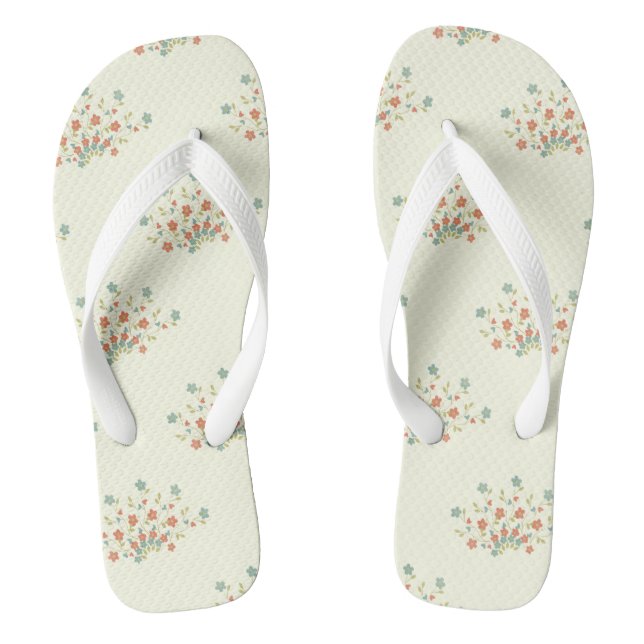 Blue Flowers, Red Flowers, Pattern Of Flowers Jandals (Footbed)