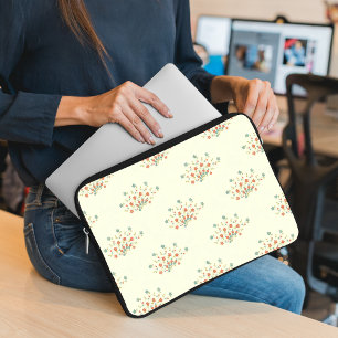 Blue Flowers, Red Flowers, Pattern Of Flowers Laptop Sleeve