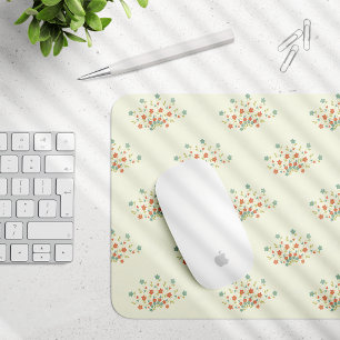 Blue Flowers, Red Flowers, Pattern Of Flowers Mouse Pad