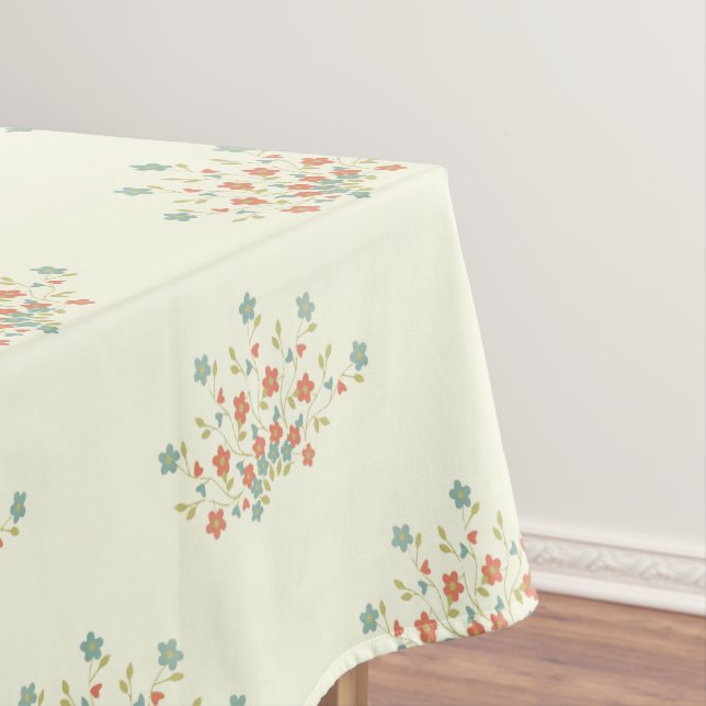 Blue Flowers, Red Flowers, Pattern Of Flowers Tablecloth (In Situ)