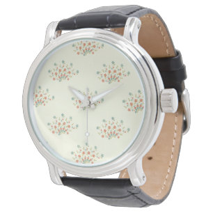 Blue Flowers, Red Flowers, Pattern Of Flowers Watch