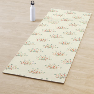 Blue Flowers, Red Flowers, Pattern Of Flowers Yoga Mat