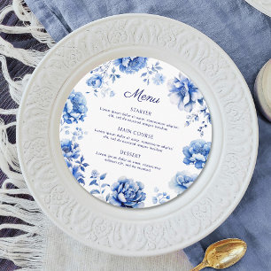 Blue Flowers Round Menu