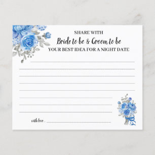Blue Flowers Share a Date Night Bridal Shower Card