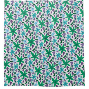 Blue flowers shower curtain