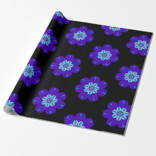 Blue Flowers Simple Geometric Petal Calm Designer Wrapping Paper