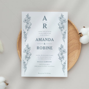 Blue Flowers Simple Wedding Invitation